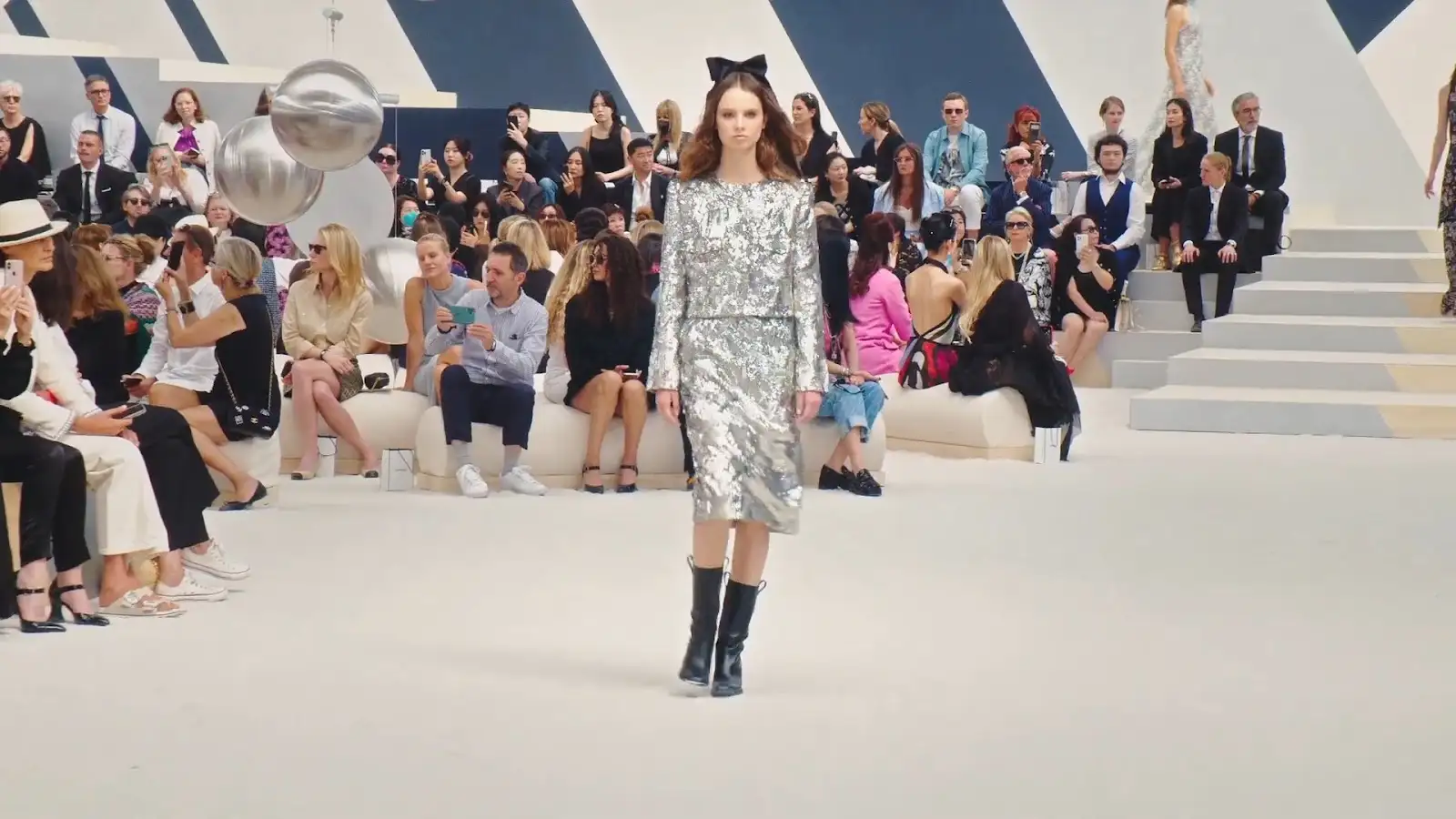 Chanel silver sequined suit