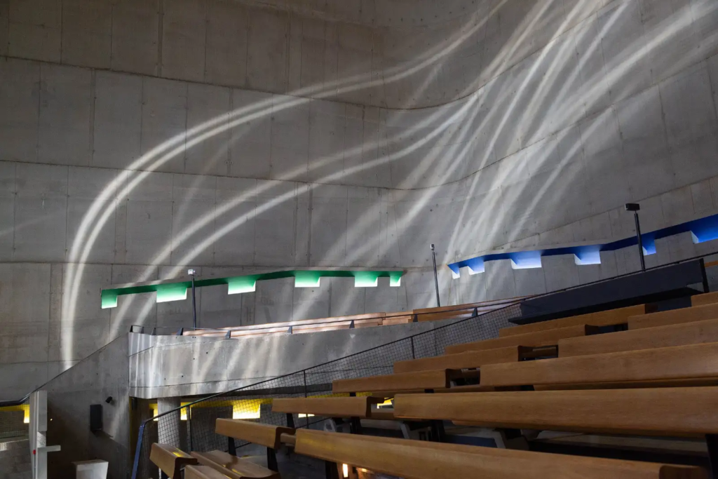 The Church of Saint-Pierre, an iconic work designed by the architect Le Corbusier and located at the Le Corbusier site in Firminy, in the Loire department.