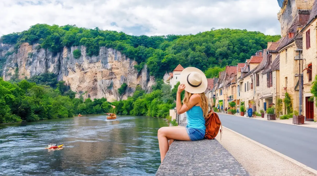 The magnificent village of La Roque-Gageac, situated on the banks of the Dordogne River in the Dordogne department (P&eacute;rigord Noir) in France